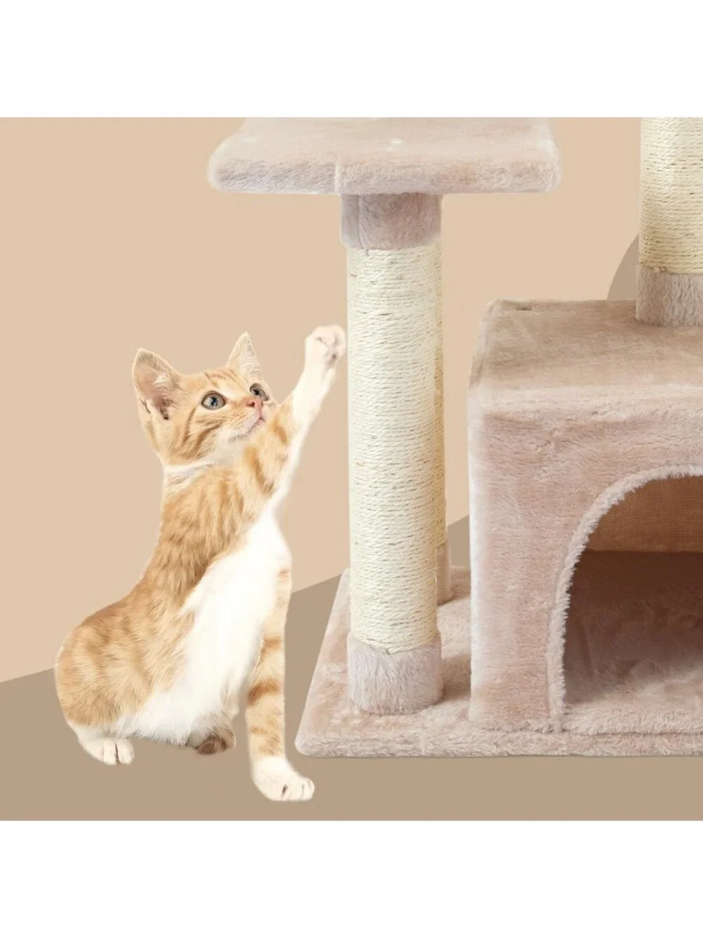 Adorable Cat Tree Condo with Scratching Posts & Jump Platform - Indoor Activity